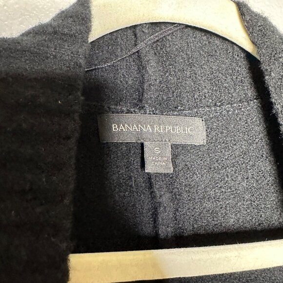 Banana Republic Black Hi Slit Poncho Size Small Cardigan Merino Wool Sweater - Picture 3 of 6